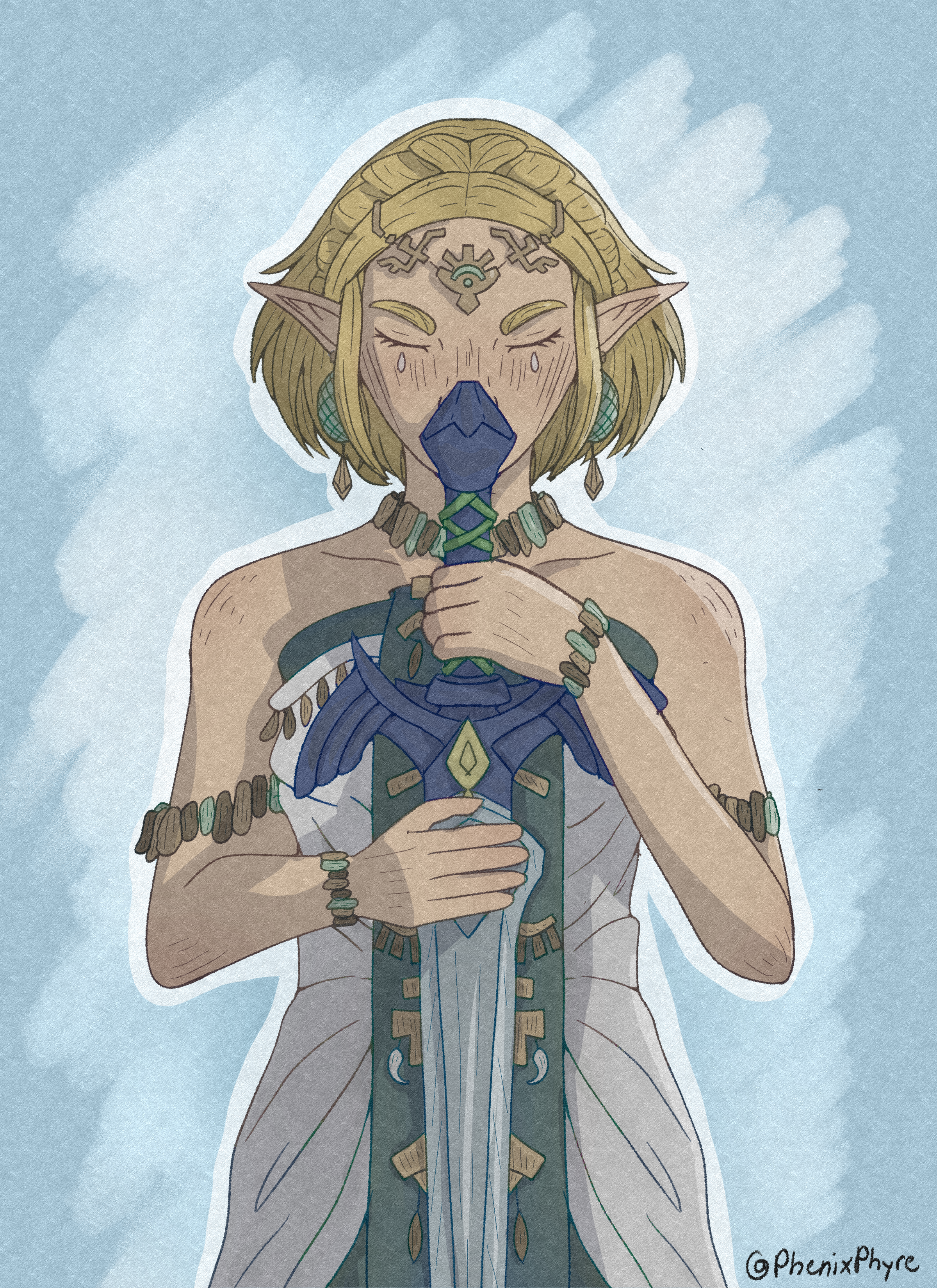 Drawing of Zelda from TOTK